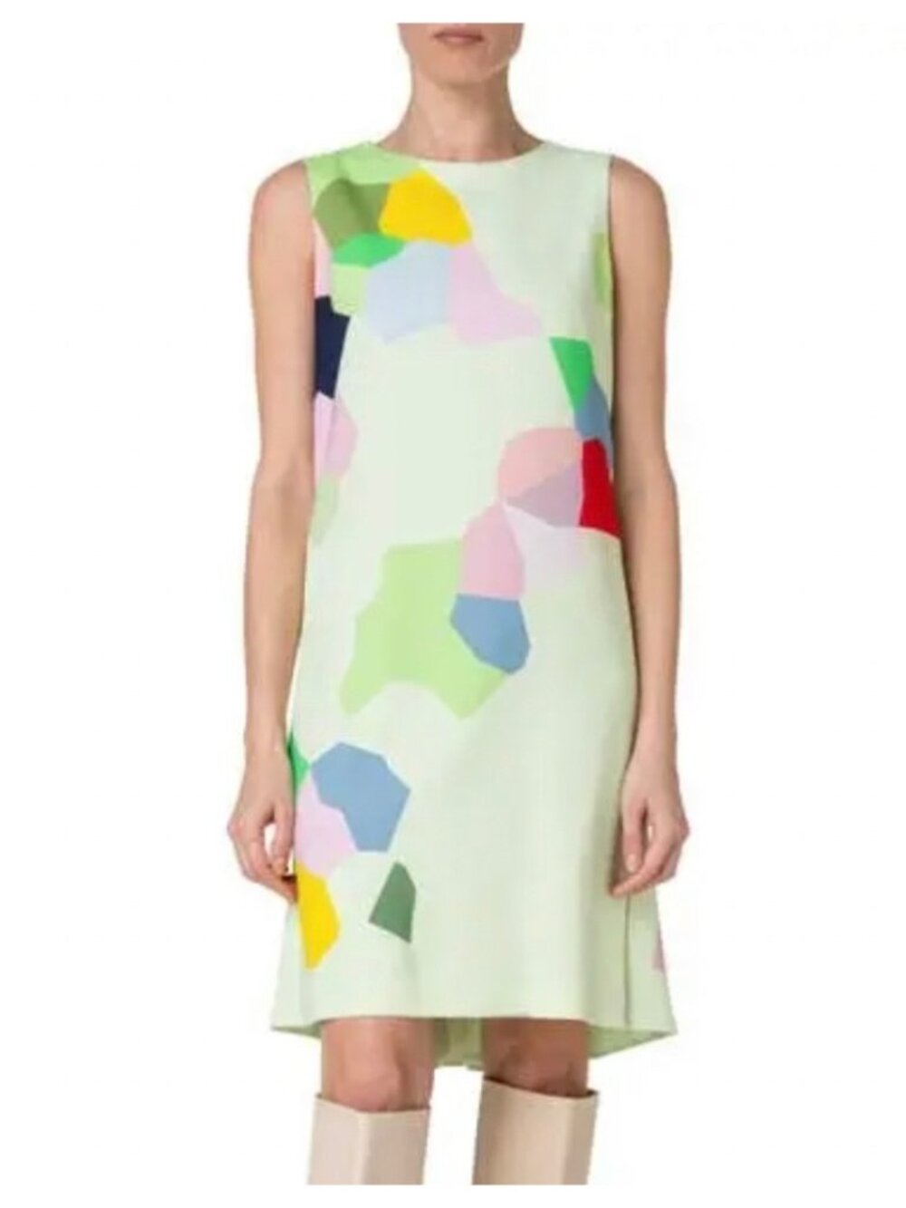 NWT Akris Punto Kaleidoscope Print Stretch Dress in Mint